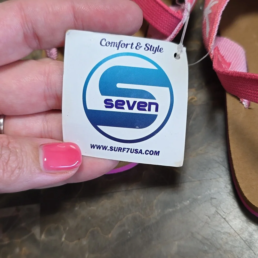 Pink Palm Tree Flip‎ flops  Size 8